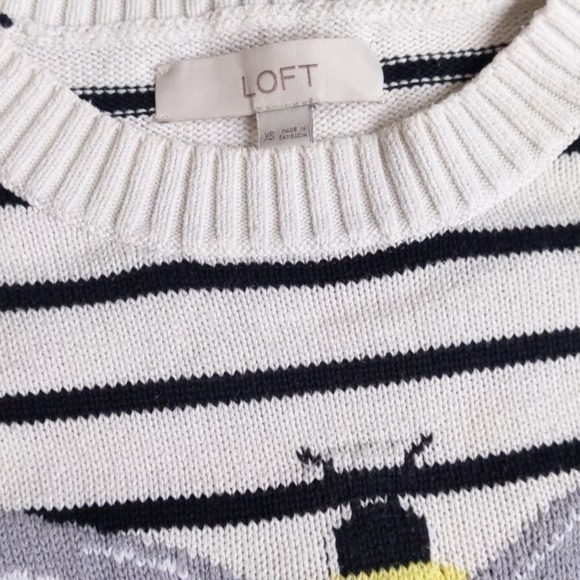 Loft XS Ann Taylor 100% Cotton Bee Sweater Like Boden Breton Style British - Picture 2 of 5